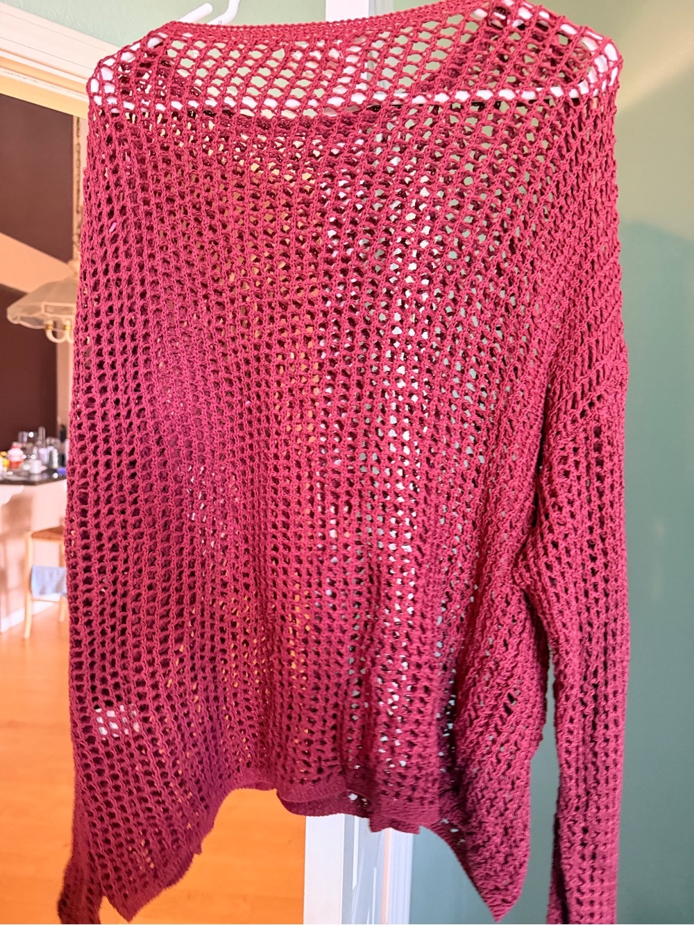 Max Studio Open-Knit Raspberry/Cranberry Sweater - Picture 5 of 5